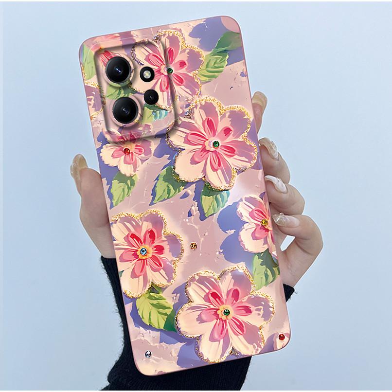 For Xiaomi Redmi Note 12 4G Phone Case Simplicity Butterflies Floral Soft Liquid Silicone Back Shell For Redmi Note12 4G Covers