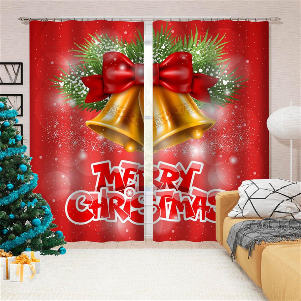 3D Printed Cheap Christmas Home Decoration Shade Curtains Red Balloon Festive Holiday Living Room Bedroom Decorative Curtains