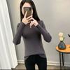Large-sized Women's Semi-high-neck Warm Sweater for Autumn and Winter with Cut-out Stripe Knitted Pullover