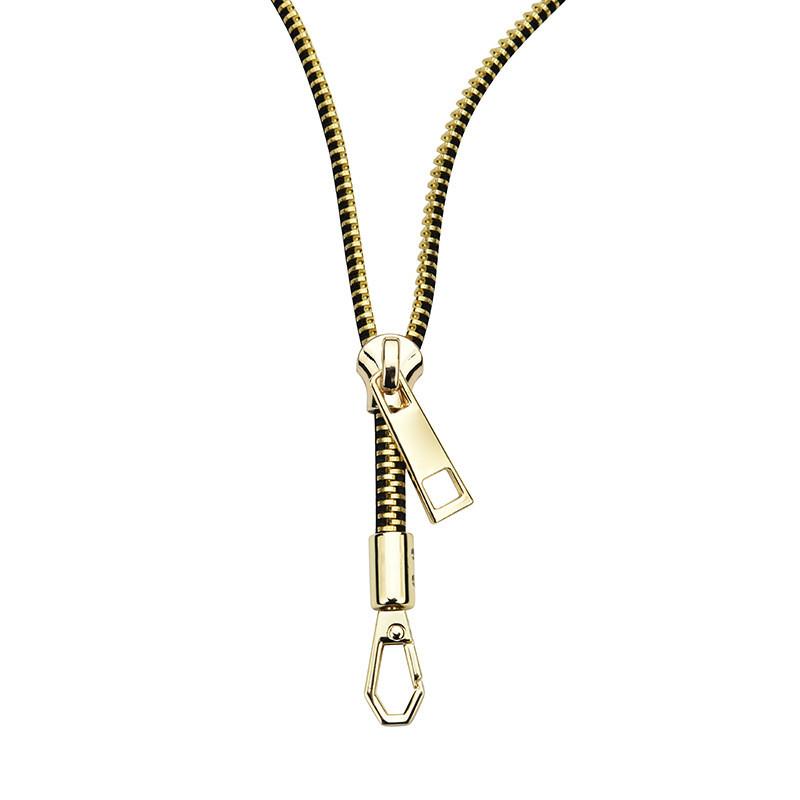 Elegant 18k Gold And Silver Zipper Lockbone Necklace For Couples Trendy And Minimalistic Design