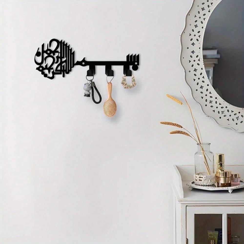 Bohemian Metal Wall Key Holder Black Gold Hooks Entryway Hall Bathroom Storage Decor