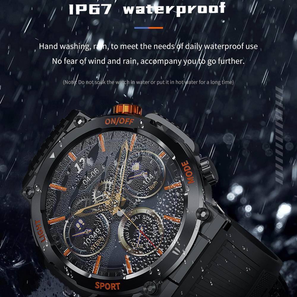 HT17 Smart Watch 1.46" HD Screen Waterproof Activity Tracker Bracelet with LED Flashlight Heart Rate Sleep Monitor