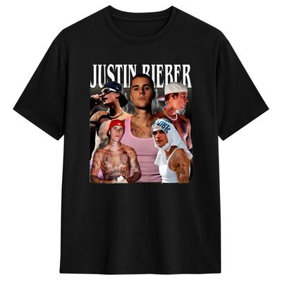 Vintage TShirt Beach JJustins BBiebers Bootleg Novelty T Shirts Cotton Tshirt for Adult Y2K Casual Short Sleeve Tees