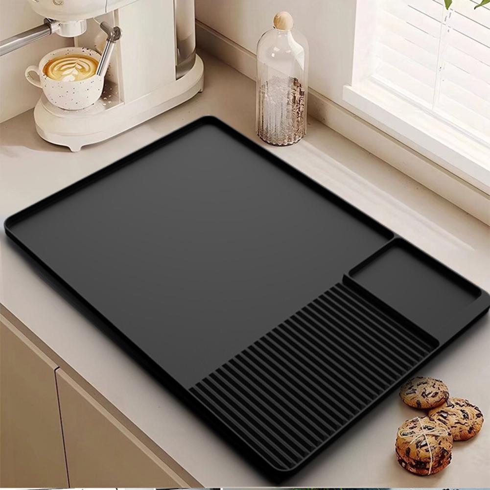 Silicone Coffee Mat Nonslip Coffee Dish Drying Mat with Raised Edges Coffee Machine Silicone Mat Tray Drain Pad for Countertop