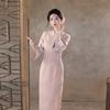 Pink national style new Chinese Suzhou long-sleeved autumn cheongsam improved young 1011 new women's high-end sense