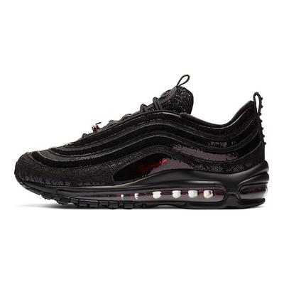Air Max 97 Prm Rétro Tissu Mesh Sportif Cuir Synthétique Coupe Basse Coussin d'Air Chaussures de Running Décontractées Basket Femme Noir Rouge DC1709-060