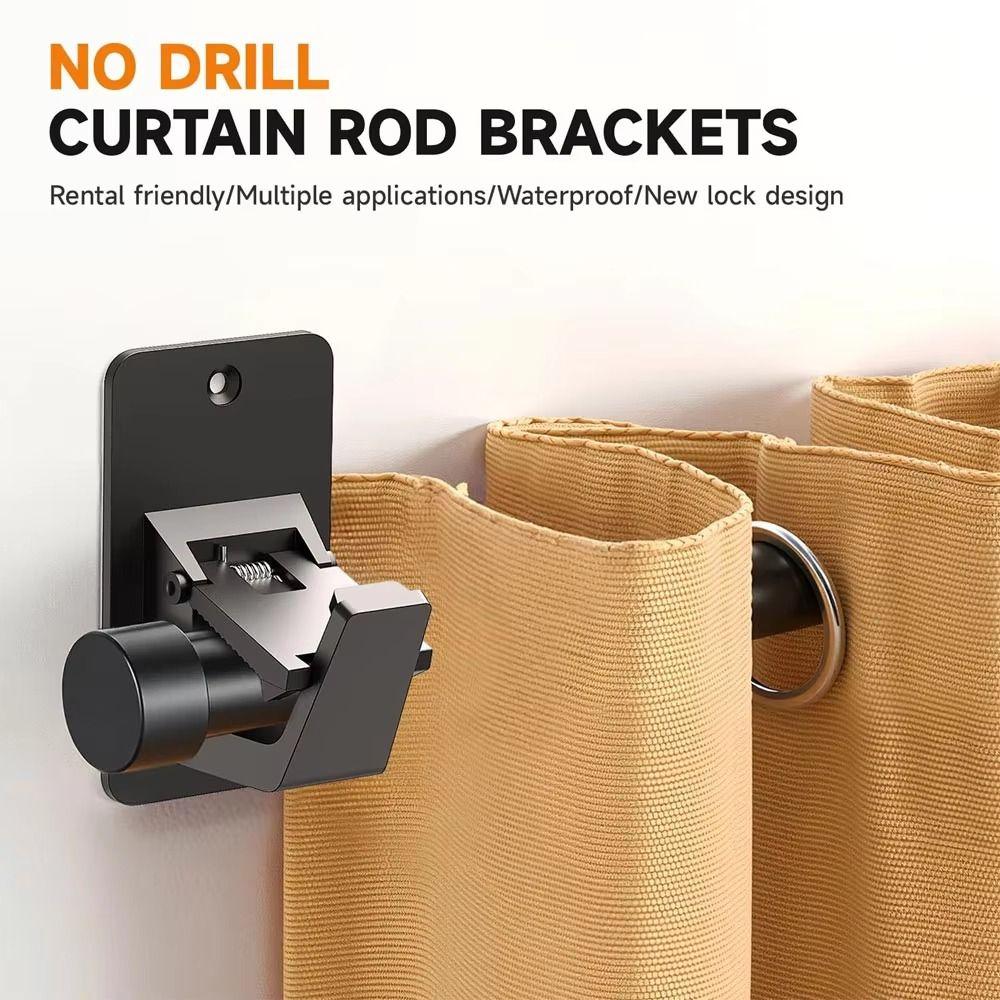 2Pcs Adjustable Curtain Rod Holders Wall-mounted Curtain Rod Support Wall Rod Bracket  Home Use