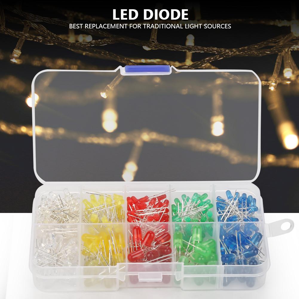 350PCS 3mm & 5mm Assorted Color LED Light Emitting Diode Assortment Kit