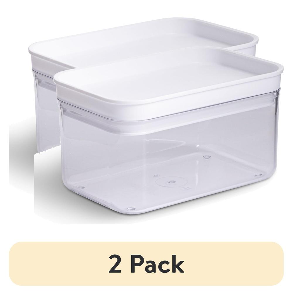 

Набор из 2 прямоугольных прозрачных пластиковых контейнеров для хранения продуктов, герметичных, штабелируемых, для организации кухни, для закусок, мелких предметов United States
