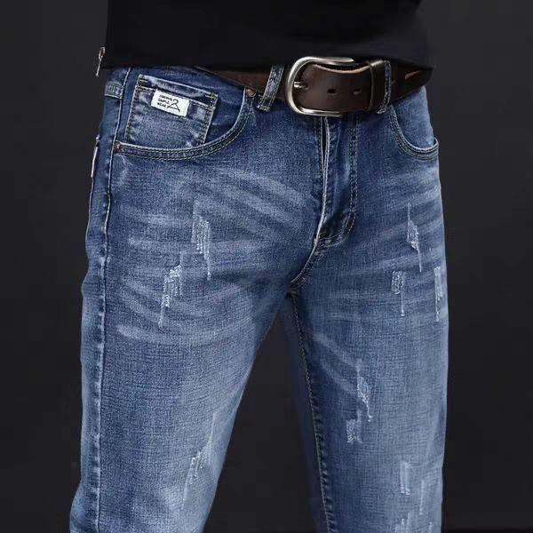 

American Men s Trendy Slim Fit Black Patchwork Denim Jeans for Autumn/Winter 30 (Waist 76.7 cm)