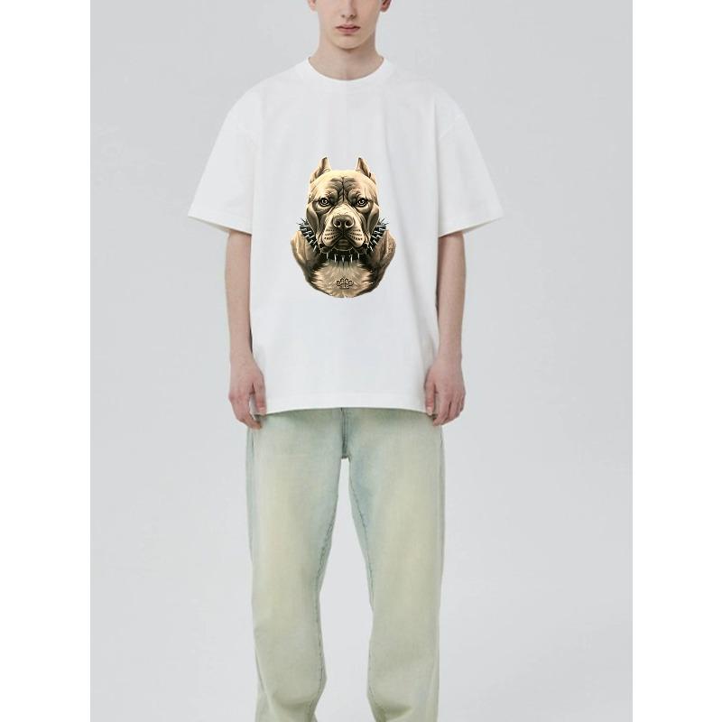 Herren Schwarz T-Shirt Mit Pitbull Hund Grafik Und Logo Druck Lässiger Streetwear Stil Für Den Alltag