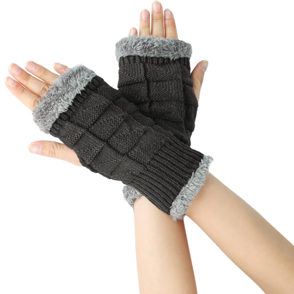 Short Knitted Half Finger Gloves for Women Warm Elastic Autumn Winter Gloves Portable Convenient for Daily Office Accessories