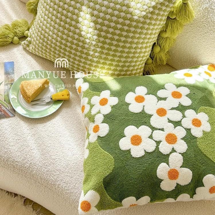 Nordic Lamp Luxury Ins Moss Green Living Room Sofa Pillow Cushion Office Waist Pillow Pillow Case Core-Free Premium
