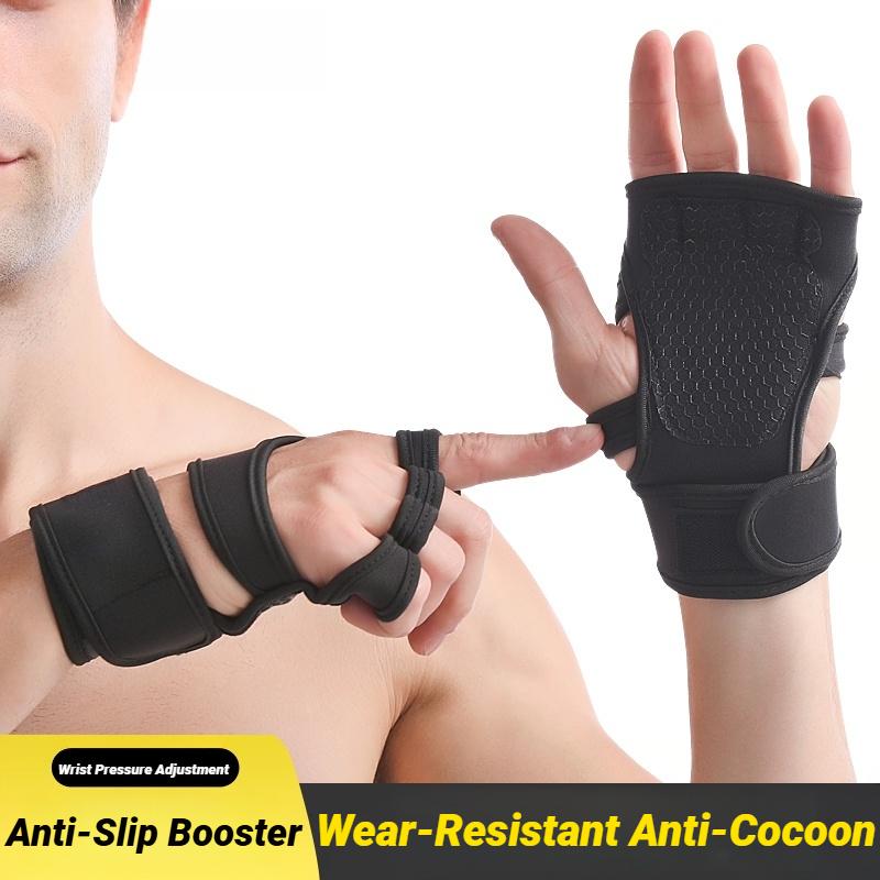 Slitstarka och Säkra Halvfinger Träningssport Handskar För Män Kvinnor Träning Fitness Kroppsbyggnad Tyngdlyftning Gym Hand Handledsskydd Hantlar