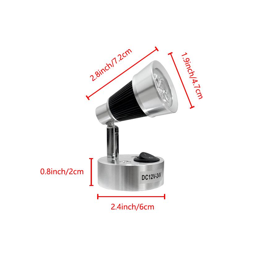 LED Boat & RV Reading Spotlight, 12-24V, Low Voltage, Bedside Light for Yacht or RV Modification