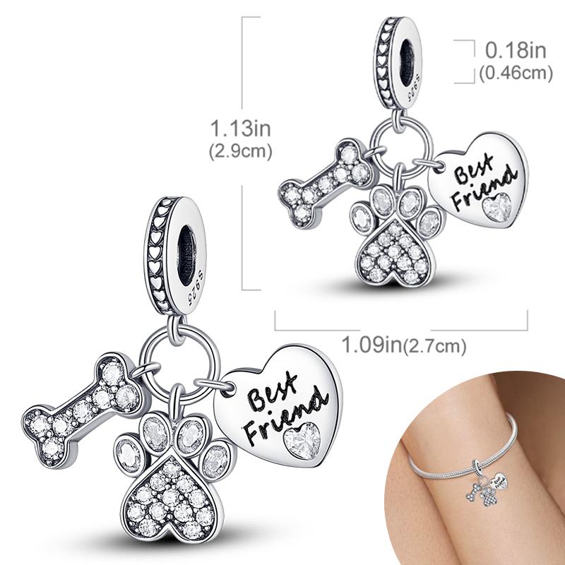 New Copper Plated Cute Dog Pets Charms Beads Fit Original Bracelet Charms Diy For Women Pendant Beads Jewelry Gift