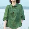 Female Spring and Summer Half Sleeved Thin T-shirt, Mom's Collar Looks Slim, Pullover Shirt