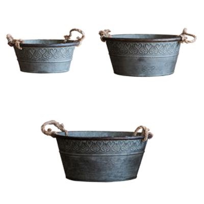 Vintage Eisen Wanne Runder Eimer Pflanzer für Frische Früchte und Dekorationen Dropshipping