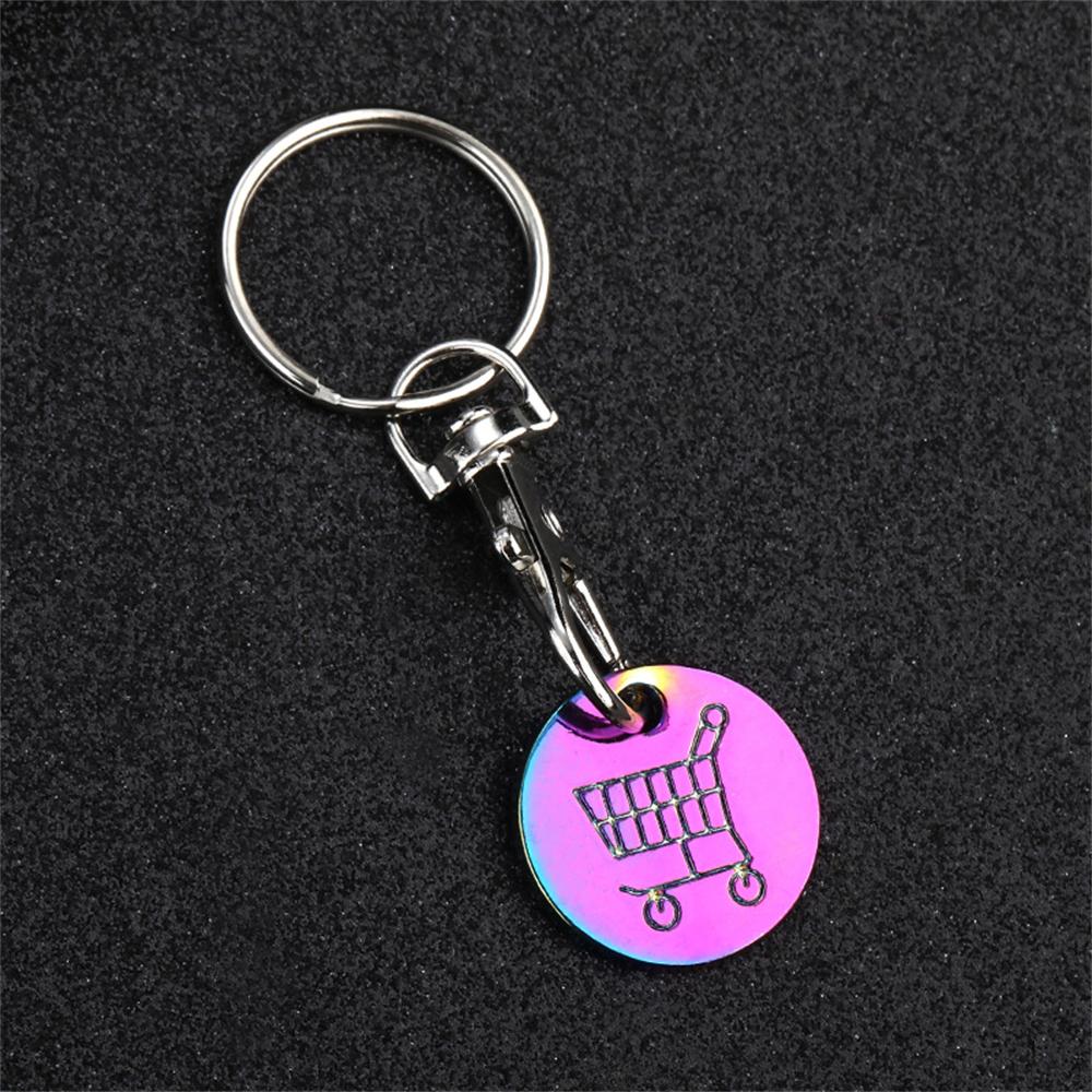 

New Metal Shopping Trolley Coin Holder Keychain Portable Carts Token Lobster Buckle Key Chain for Supermarket Promotion Gift
