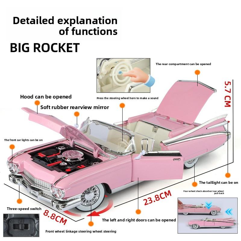 Simulation 1:24 1959 Eldorado Big Rocket Classical Alloy Cars Model Collection Ornament Children'S Toy Model Miniature Voiture