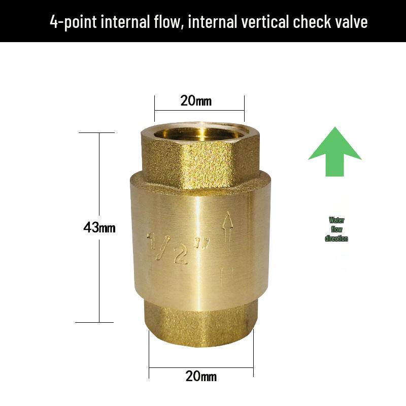 Brass Vertical Check Valve, Water Pipe Backflow Preventer, 1 Inch, Male/Female Thread, Unidirectional Valve.