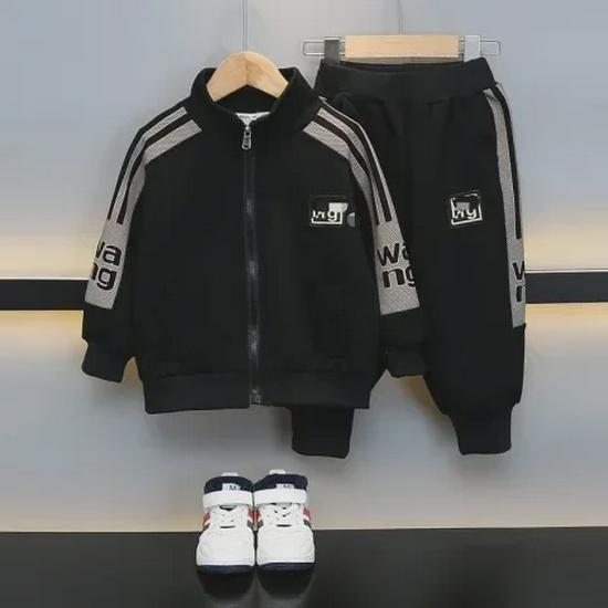 Boys' 2024 Spring/Autumn Casual Korean Sports Suit: Stylish Lettered Top & Pants Set for Kids