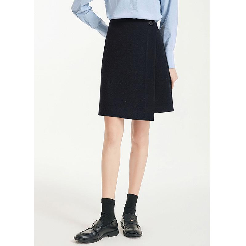 2025 Autumn/Winter Women's Luxury Deep Gray Irregular Slimming Hip-Wrap Short Skirt