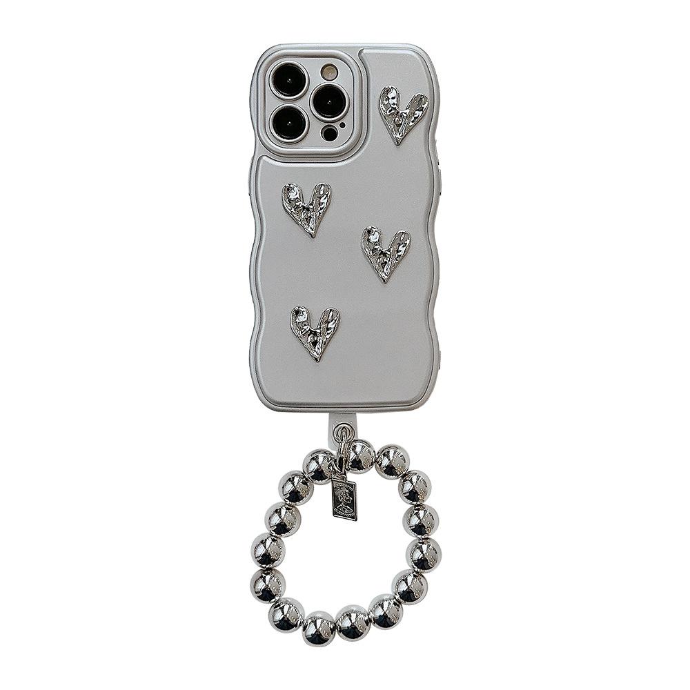 For Apple for IPhone14 Mobile Phone Case 17promax Electroplated Love 16 Personalized High-end 11 Silver Bracelet