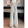 Autumn New Arrival Work Clothing Ice Silk Cotton Linen Lace-up Suit Loose Pants High Waist Slim Looking Casual Mop Straight-leg Yamamoto Pants
