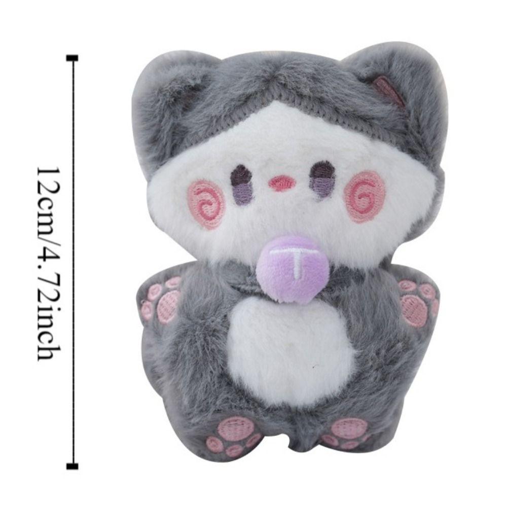 Hugging Cute Cat Plush Doll Stuffed Animal Plush Key Chain Coffee Cat Plush Keychain  Kid Girls