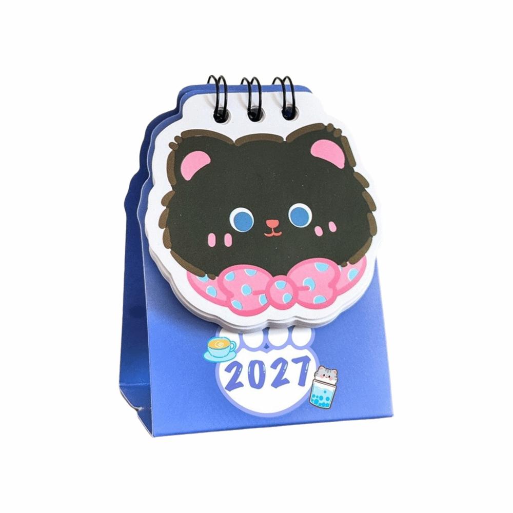 Cartoon Cat Schedule Planner Coil Calendar Ornaments 2027 Desk Calendar  Office Desk Accessories Black Cat