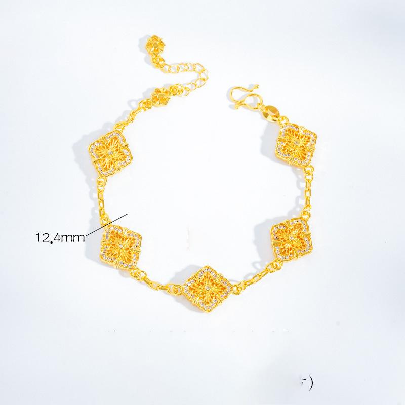 

Браслет с бриллиантами в форме ромба, клевера и цветка, легкая роскошь, мода, высокое чувство стиля, универсальный, изысканный нишевый дизайн, персонализированные украшения