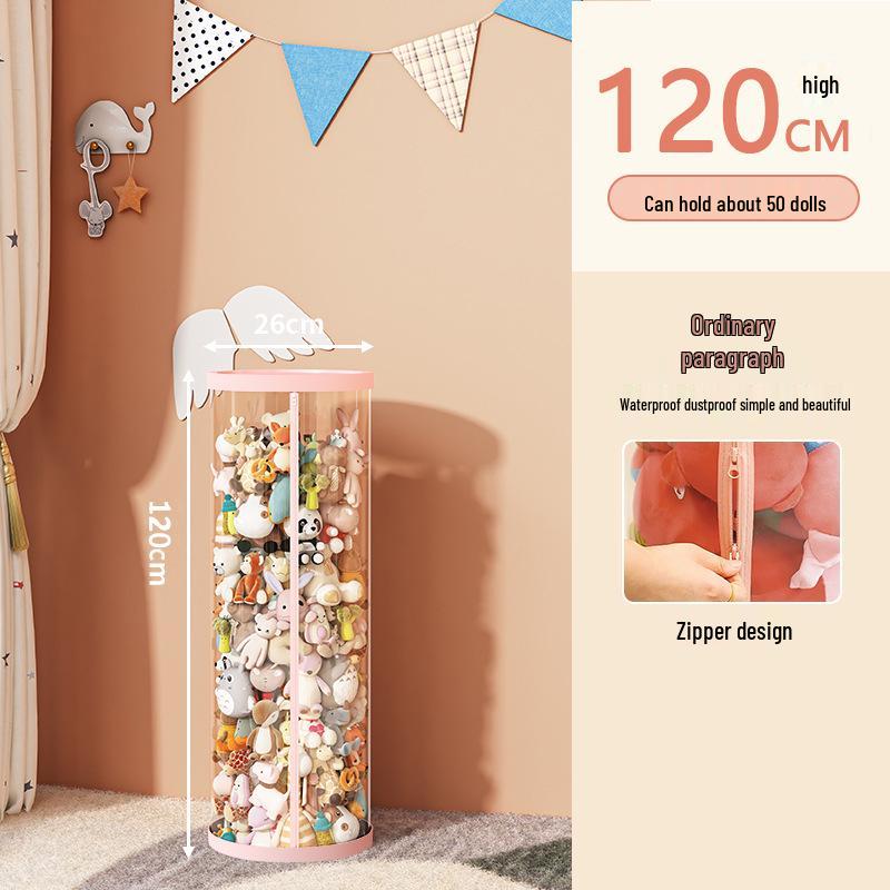 

Transparent Zippered Storage Tube for Plush Dolls and Clothes
