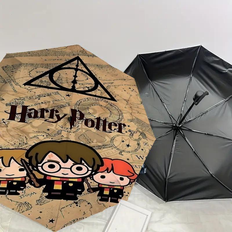 1PC Harry Potter Deathly Hallows Umbrella-8-Rib Reinforced, Automatic Open, Lightweight & Durable, Cute Fashion Accessory for Outdoor, D2684
