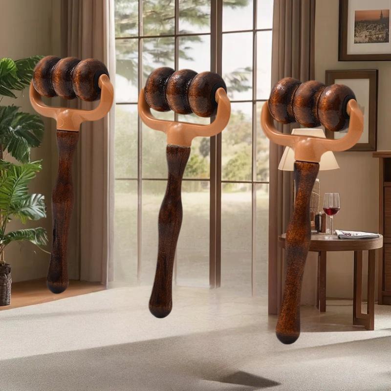 Wooden Massage Roller Handheld Muscle Relief For Neck, Shoulders, Head Promotes Circulation Home & Office Use Professional Grade