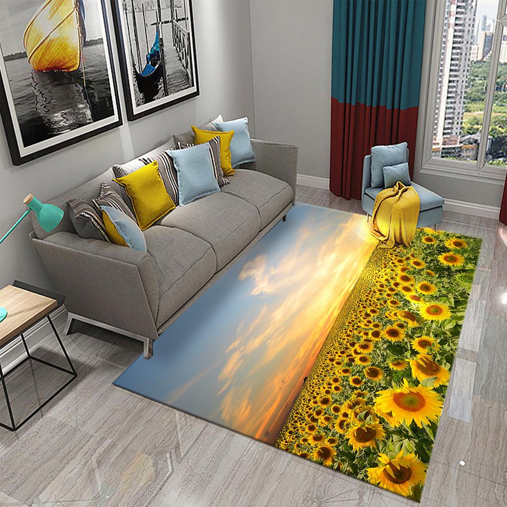 3D Sunflower Pattern Home Carpets for Living Room Bedroom Bathroom Kitchen Rug Kid Room Play Large Carpet Child Crawl Floor Mat