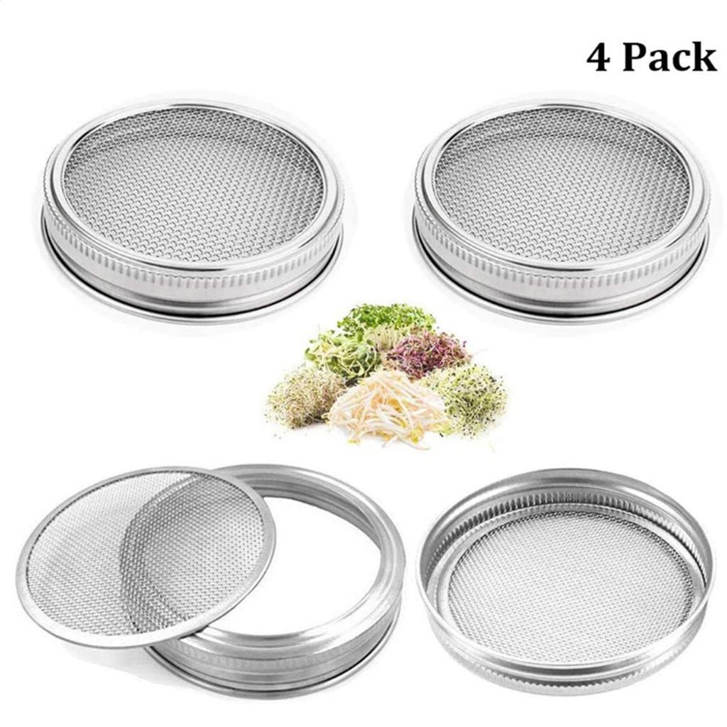 Rusts Proof Germination Lid Stainless Steels Wide Mouth Mason Jar Sprout Growers for Gardeners Kitchen Gardening Tool