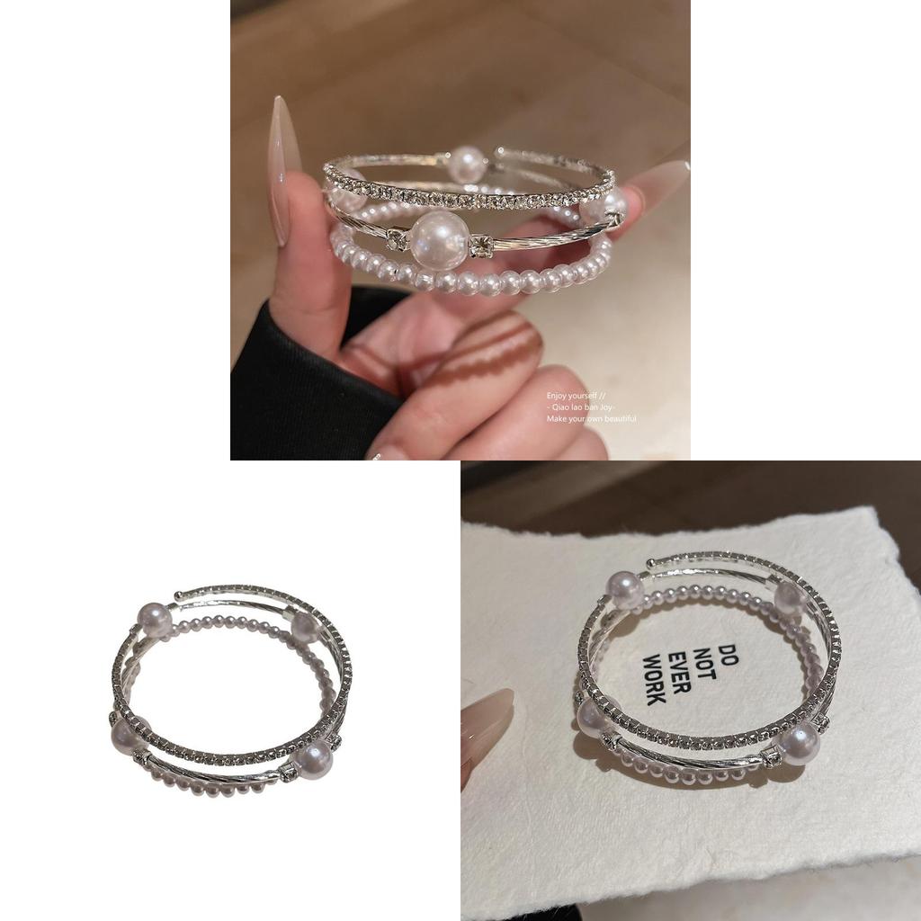 French Pearl Bracelet With Rhinestone Embellishments For Elegant Fashion Accessories