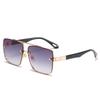 Gradual change sunset double beam square frame metal large frame sunglasses sunglasses men and women UV protection