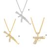 Trendy Assault Rifles Necklace with Premium Cubic Zirconia Stones for Unique Style Hipsters Streetwear Diamond Accessory