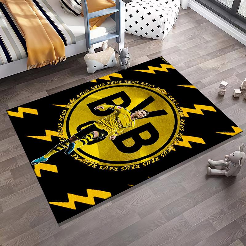 Fußball-Thema Schwarz Gelb Set Design Bodenmatte, geeignet als rutschfeste Matte für das Wohnzimmer oder Schlafzimmer Sofa
