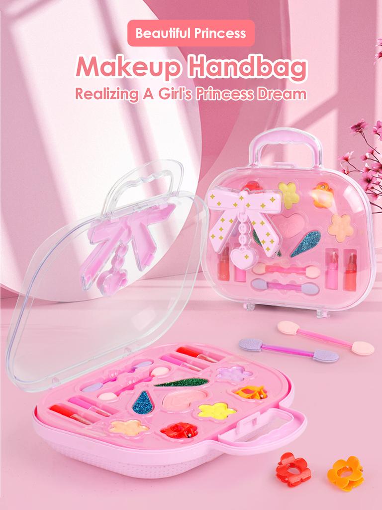 Girl Makeup Bag, Makeup Toy Princess Washable Pretend Play Makeup Set Toy Children's Beauty Small Handbag Toy