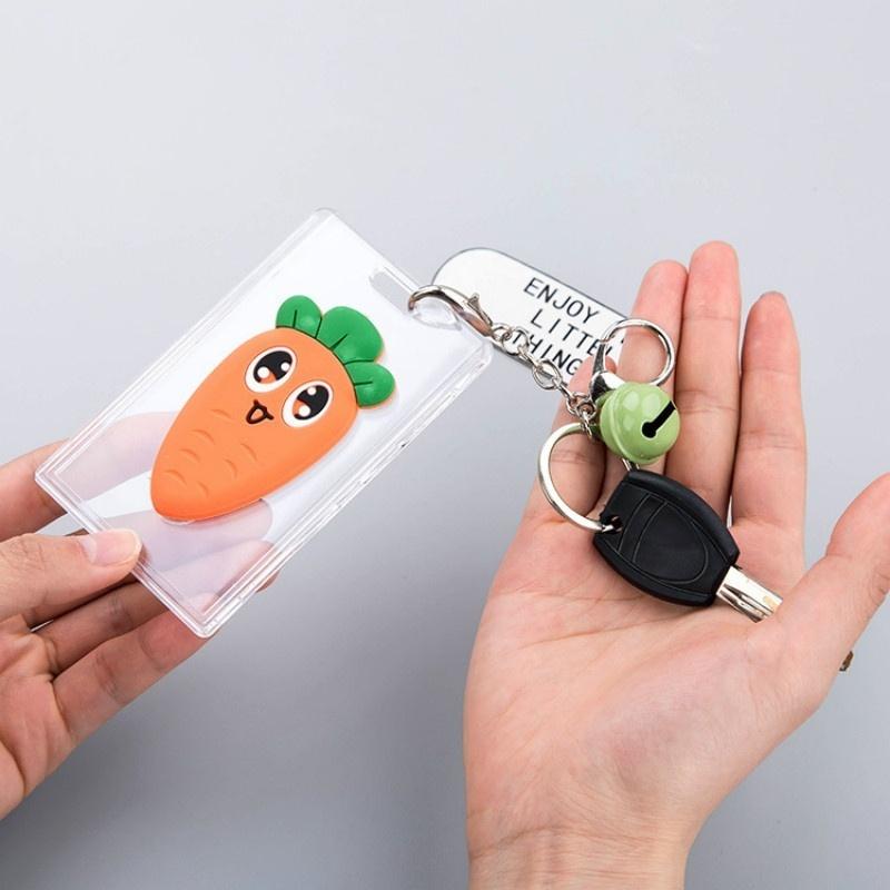 Creative Cartoon Carrot Printing Transparent Acrylic Card Holders Kawaii Students Bus Metro Card Hold