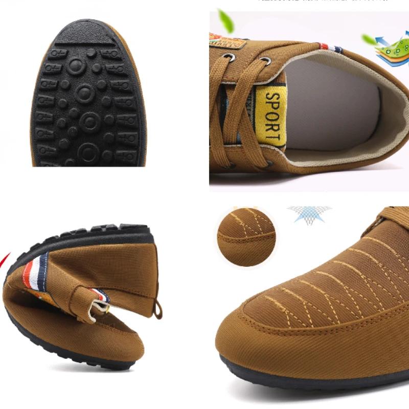 2024 Męskie Buty Codzienne Sznurowane Płócienne Buty Robocze Outdoor Oddychające Codzienne Trampki Antypoślizgowe Męskie Obuwie Turystyczne Letnie Wszechstronne