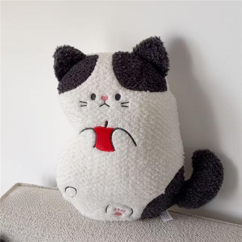 Cat Plush Cushion With Embroidered Cartoon Design For Living Room Decor