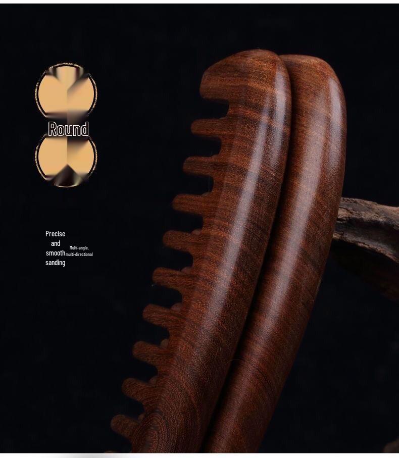 Sandalwood Anti-Static Curling Wide-Tooth Wooden Comb