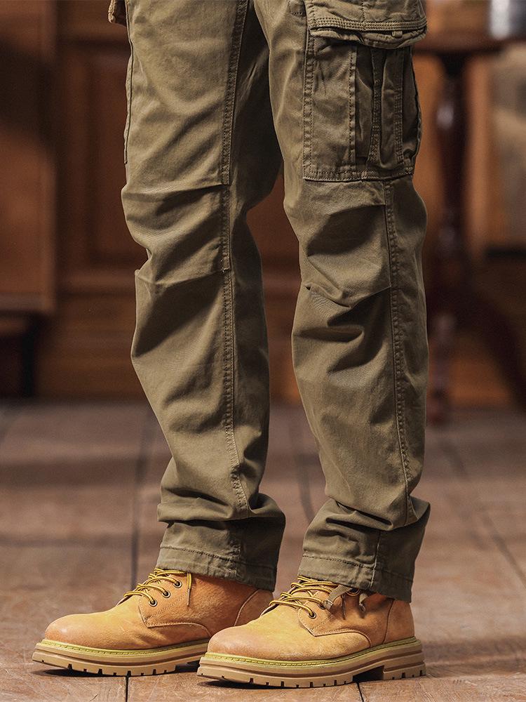 Pantaloni da lavoro rétro in cotone da uomo Autunno 2025 con tasche multiple - Gamba dritta - Abbigliamento casual da esterno