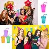 Neon Sipper Cups Reusable Spill-Proof Drinking Cups With Lids And Straws For Birthday Party Travel Xmas Juice Mug Water Bottle