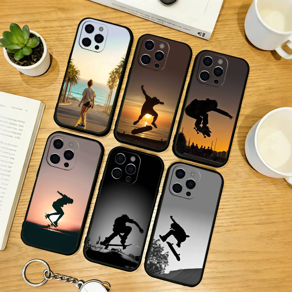 Cool Skateboard Phone Case For iPhone 17, 16,15,14,13,12,11 Plus,Pro Max, Others Soft Black Cover