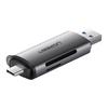 Adapter USB + USB-C Ugreen CM185 Kartenleser SD + MicroSD (Grau)